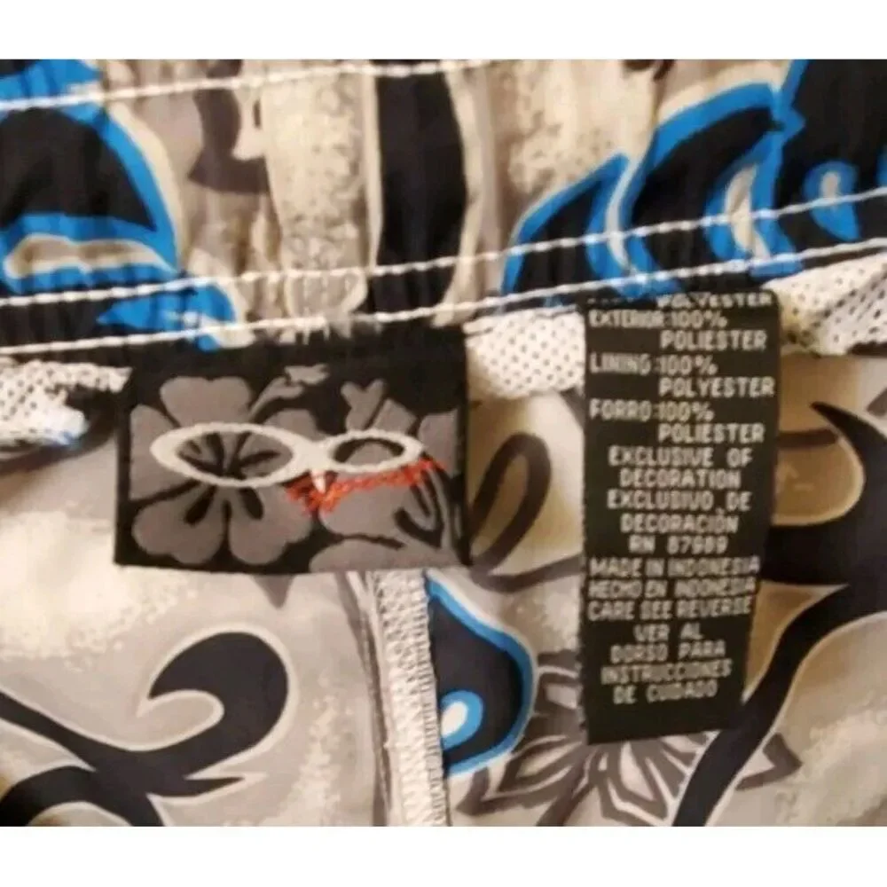 OCEAN PACIFIC Swim Trunks Men's Extra Large Gray Bathing Suit Cargo Pockets Logo